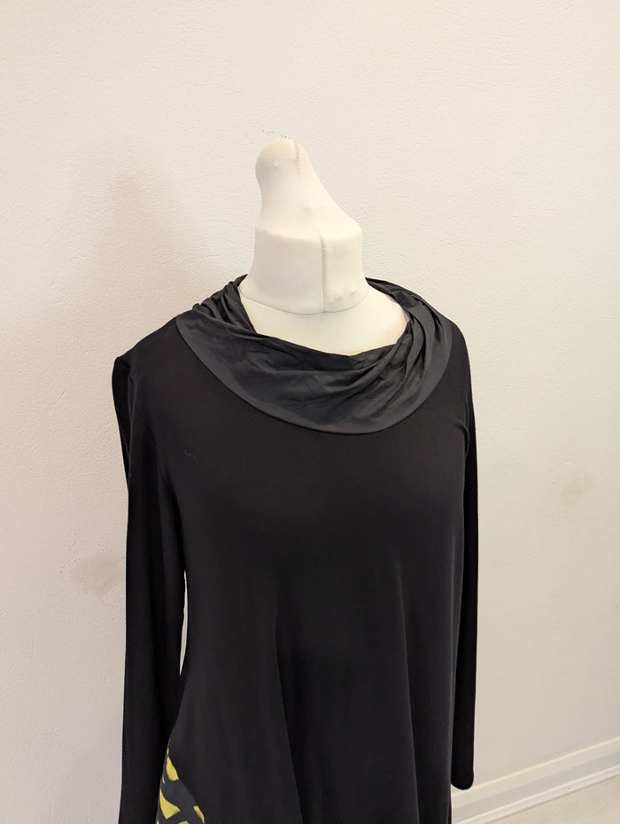 Luukaa Black/Green Godet Dress 14