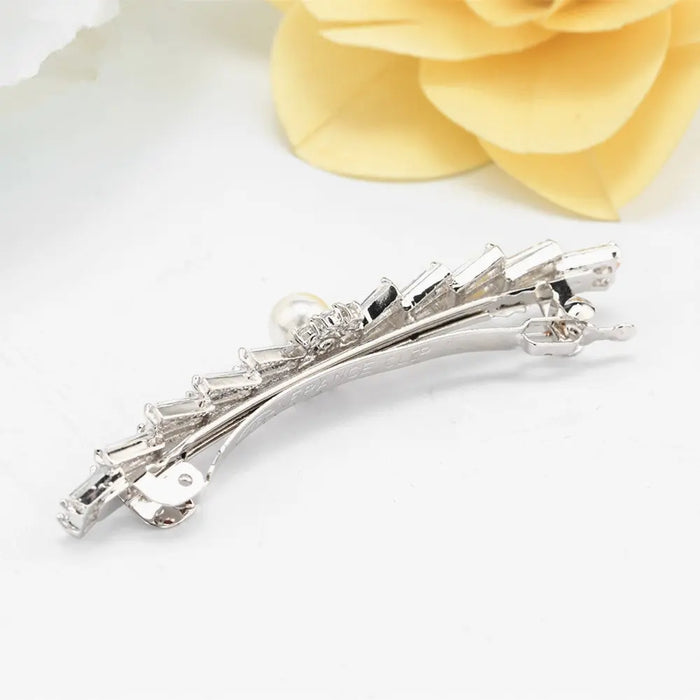 Luxury CZ Diamond & Pearl Bridal Hair Accessories Clip - The Wedding Garter