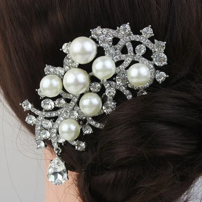 Luxury Designer Pearl & Crystal Wedding Headpiece - The Wedding Garter