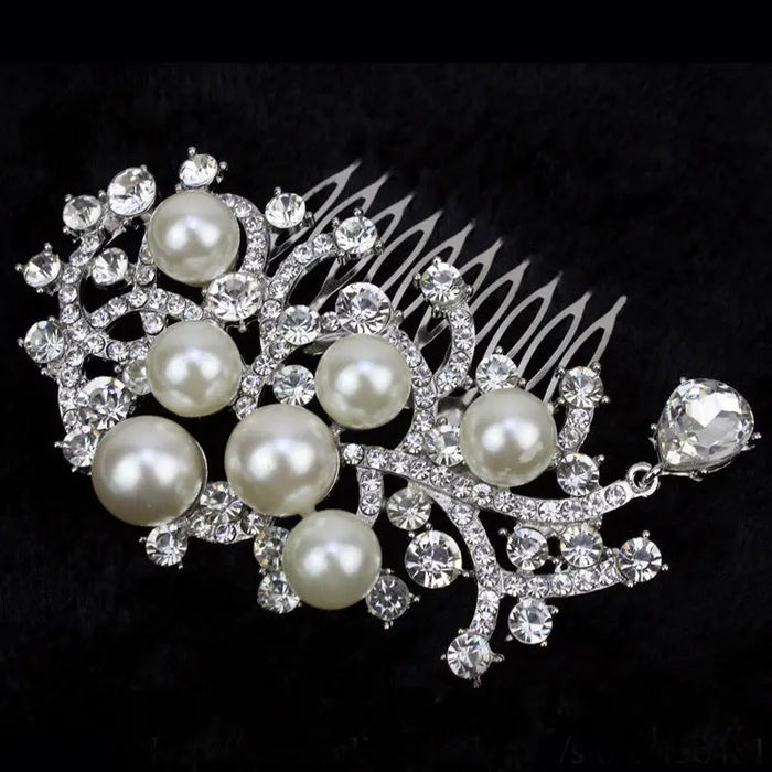 Luxury Designer Pearl & Crystal Wedding Headpiece - The Wedding Garter