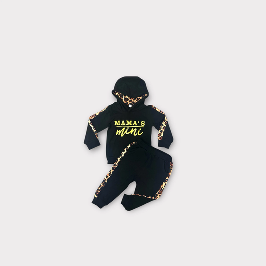 Mama’s Mini Black Hoodie 2 Piece Set for Girls