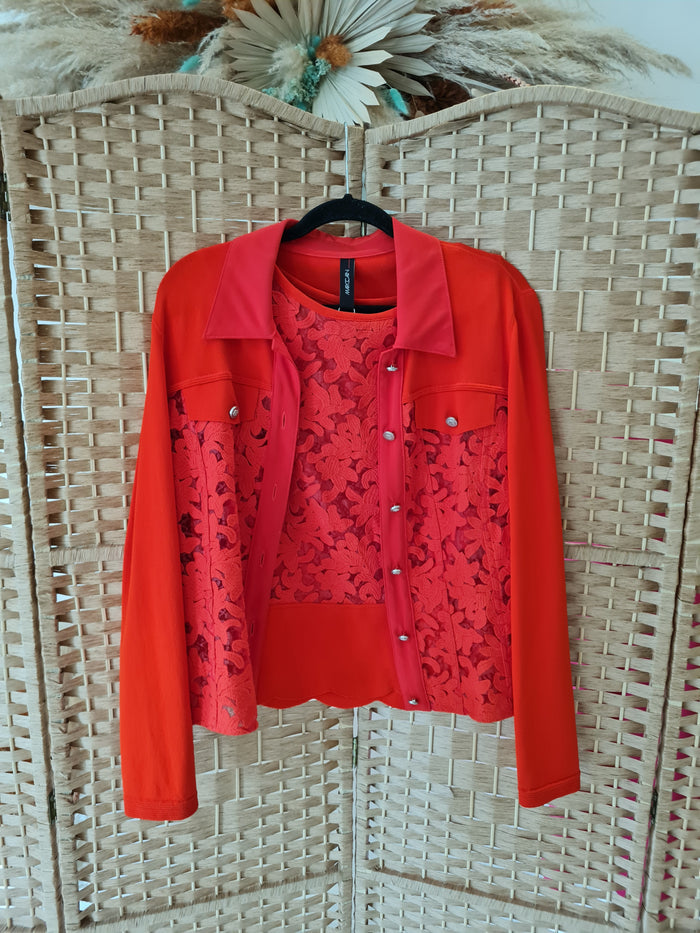 Marc Cain Red lace top & Jacket M/L