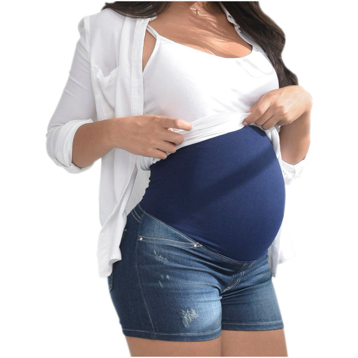Maternity Denim Shorts – Baby Bump Support & Stretch Waistband