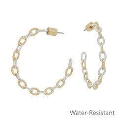 MB - Gold & Silver Chain Hoop Earrings