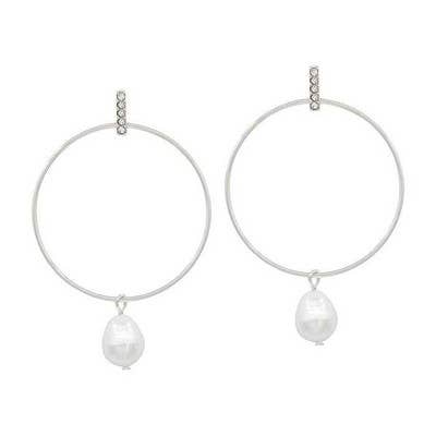 MB - Payne Silver Pearl Hoop Earrings