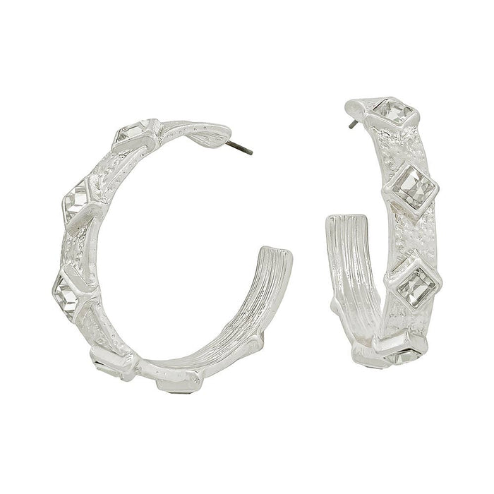 MB - Regan Clear/Silver Hoop Earrings