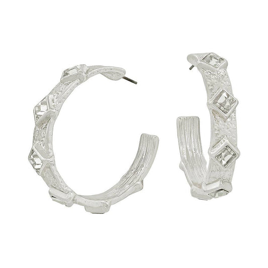 MB - Regan Clear/Silver Hoop Earrings