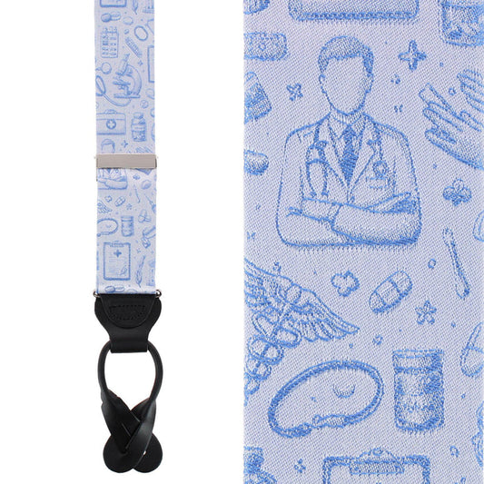 Medical Alert Silk Novelty Button End Braces