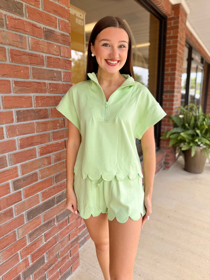 Melon Scallop Half Zip Set
