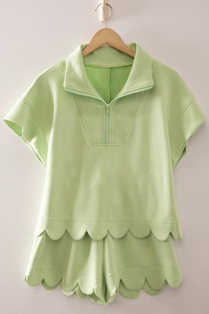 Melon Scallop Half Zip Set