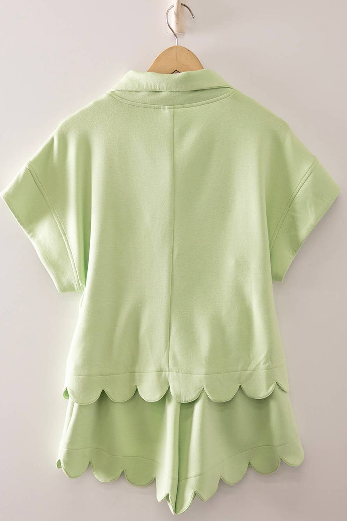 Melon Scallop Half Zip Set