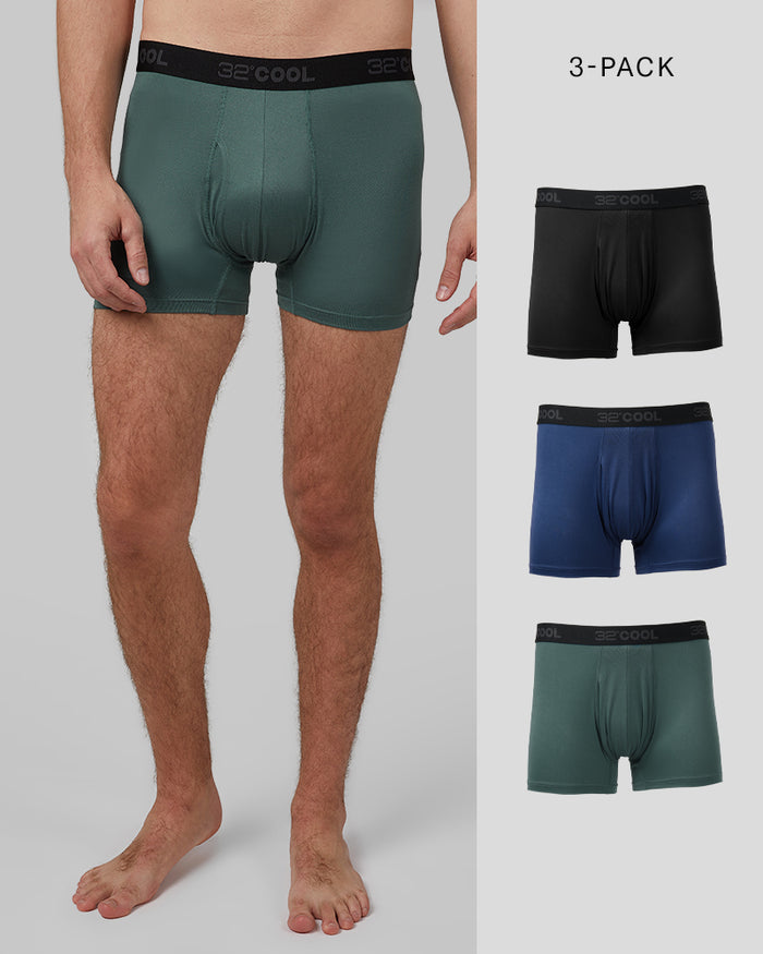 32 Degrees  Black/Academy Blue /Everpine _ Men's 3-Pack Cool Trunk {bottom}{right}