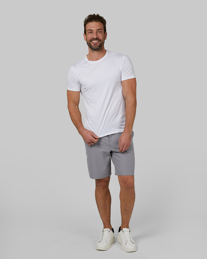 32 Degrees White _ Men's 4PK Cool Crew Neck Tee {model: Cedric is 6'1.5", wearing size M}{bottom}{right}{bottom}{right}
