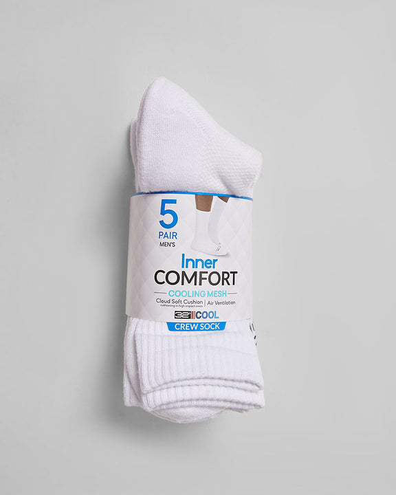 32 Degrees White _ Men's 5-Pack Cool Comfort Crew Socks {bottom}{right}