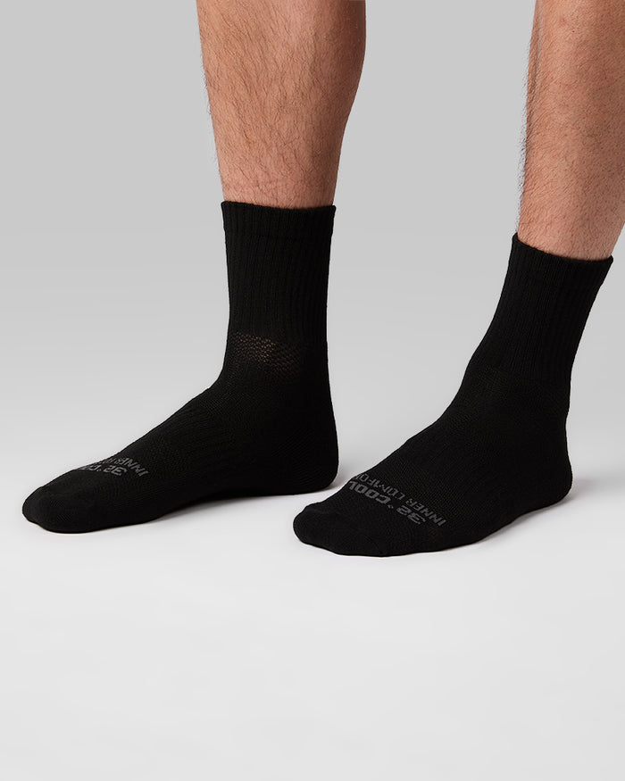 32 Degrees Black _ Men's 5-Pack Cool Comfort Quarter Socks {bottom}{right}