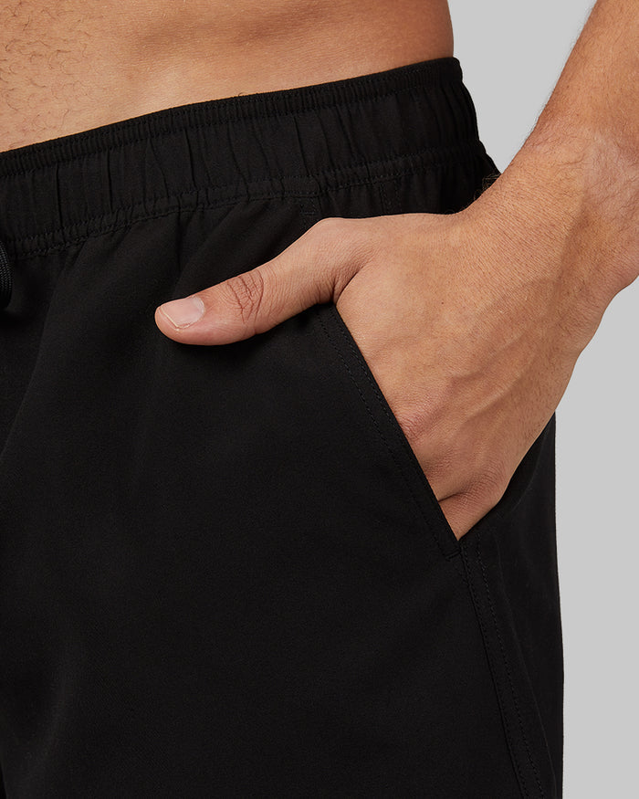 32 Degrees Black _ Men's 6-Inch swim short {model: Beau is 6'2", wearing size M}{bottom}{right} {bottom}{right}