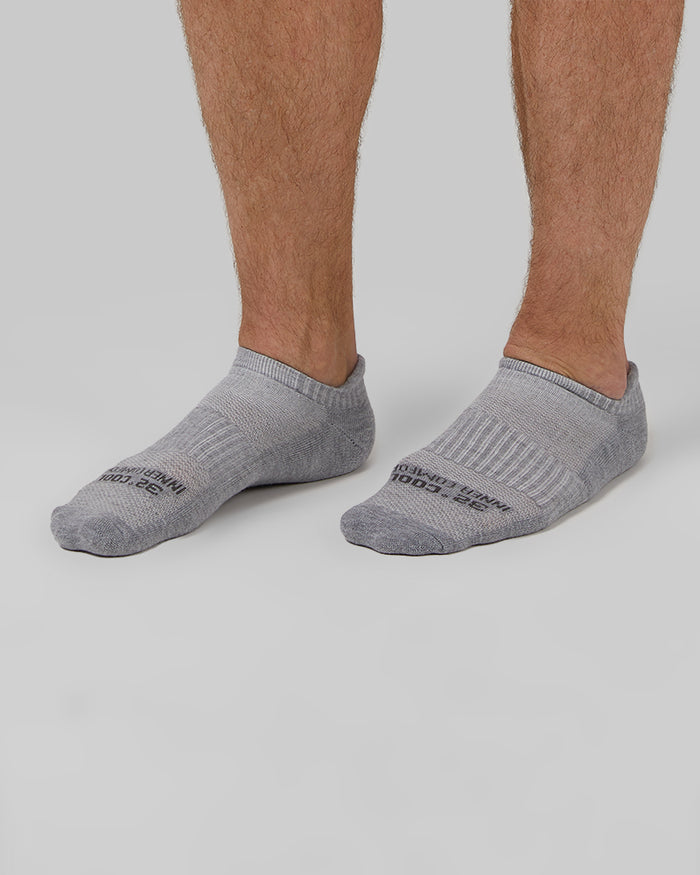 32 Degrees Grey Heather _ Men's 6-Pack Cool Comfort Ankle Running Socks {bottom}{right}