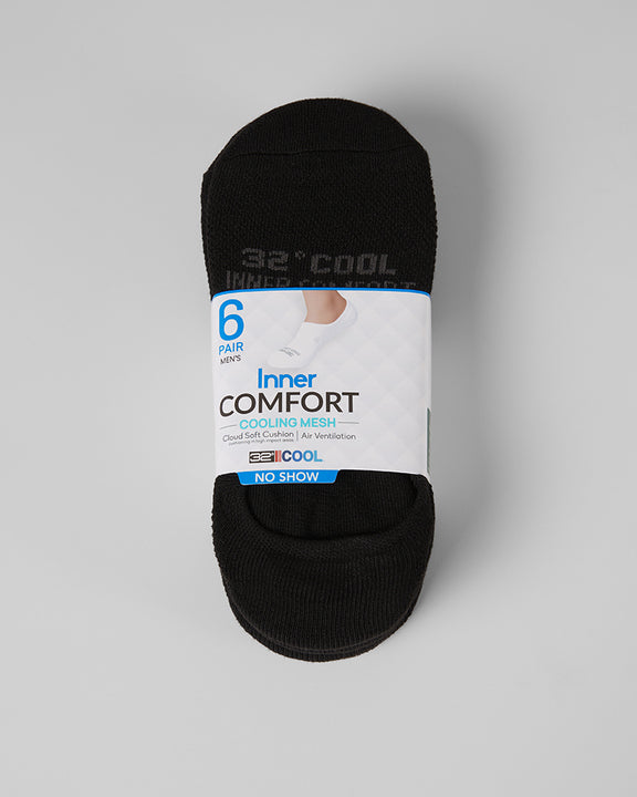 32 Degrees Black _ Men's 6-Pack Cool Comfort No Show Socks {bottom}{right}