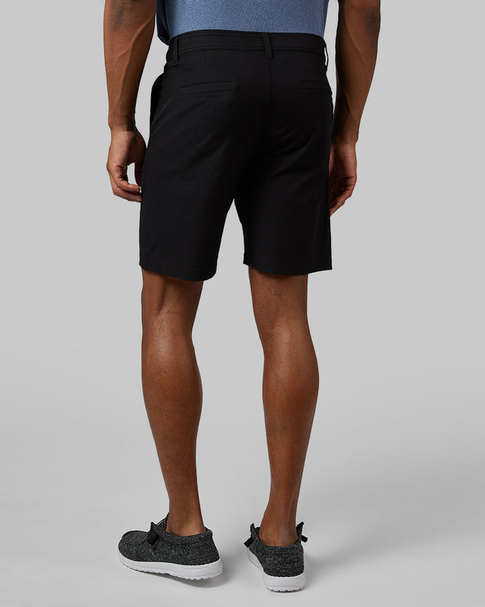 32 Degrees Black _ Men's 9-Inch Golf short {model: Isaiah is 6'1", wearing size 30}{bottom}{right} {bottom}{right}