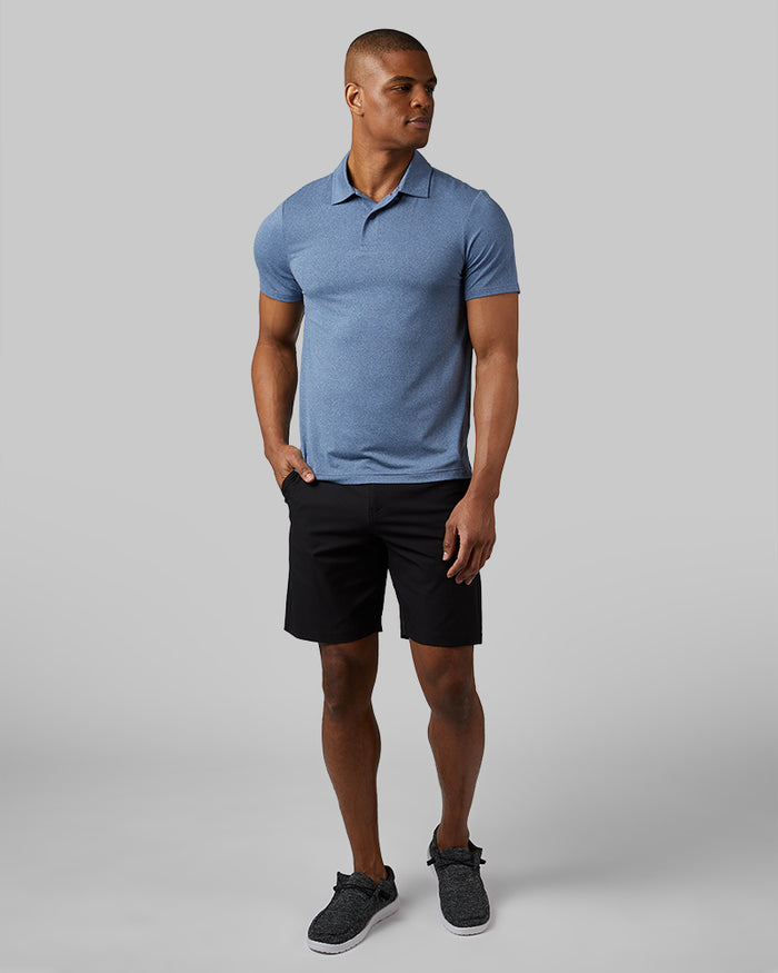 32 Degrees Black _ Men's 9-Inch Golf short {model: Isaiah is 6'1", wearing size 30}{bottom}{right} {bottom}{right}