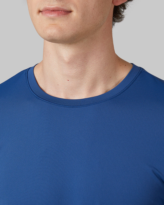 32 Degrees Blueberry _ Men's Air Mesh Long sleeve T-shirt {model: Trevor is 6'1", wearing size M}{bottom}{right} {bottom}{right}