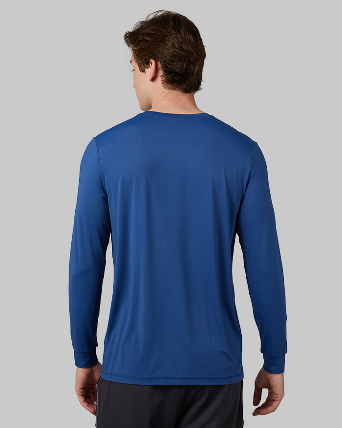 32 Degrees Blueberry _ Men's Air Mesh Long sleeve T-shirt {model: Trevor is 6'1", wearing size M}{bottom}{right} {bottom}{right}