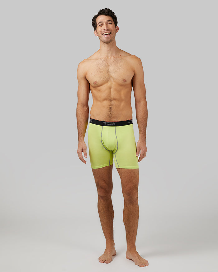 32 Degrees Citrus Blast _ Men's Cool Active Boxer Brief {model: Fran is 6'2", wearing size M}{bottom}{right} {bottom}{right}