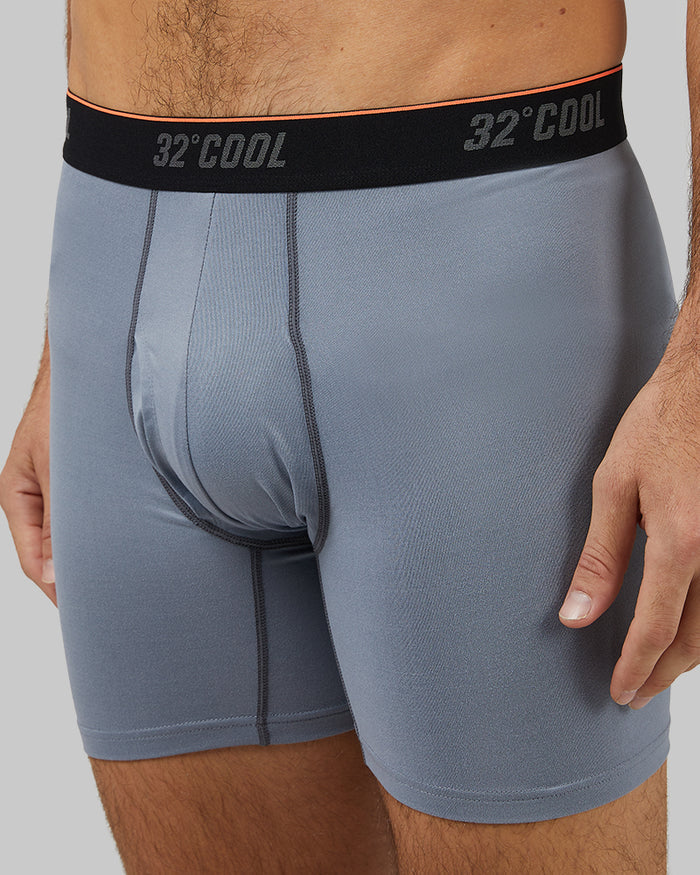 32 Degrees Cool Grey _ Men's Cool Active Boxer Brief {model: Fran is 6'2", wearing size M}{bottom}{right} {bottom}{right}