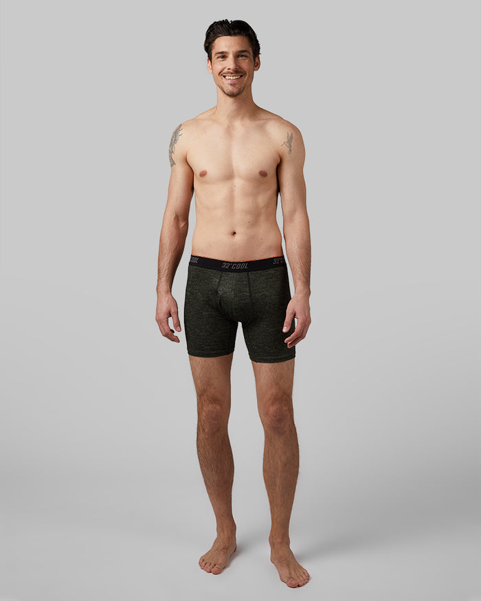 32 Degrees Oregano Combo _ Men's Cool Active Printed Boxer Brief {model: Chris is 6'2", wearing size M}{bottom}{right} {bottom}{right}