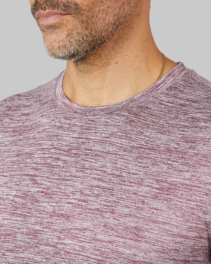 32 Degrees Pomegranate Space Dye _ Men's Cool Active T-shirt {model: Eduardo is 6'1", wearing size M}{bottom}{right} {bottom}{right}