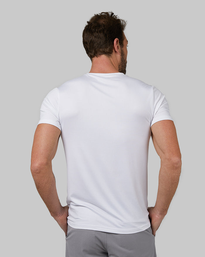 32 Degrees White _ Men's Cool Classic Crew T-Shirt {model: Cedric is 6'1.5", wearing size M}{bottom}{right}{bottom}{right}