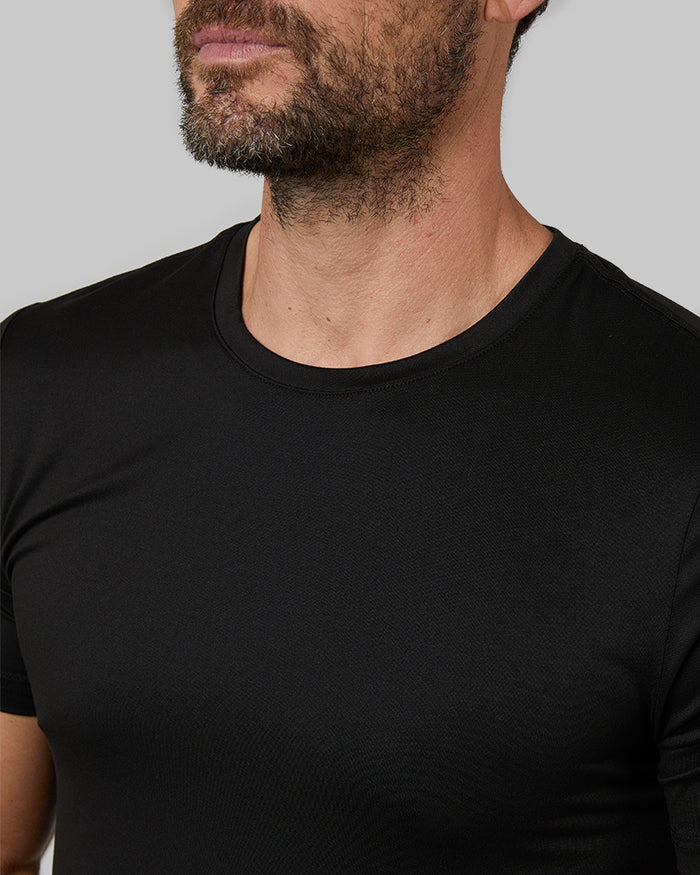 32 Degrees Black _ Men's Cool Classic Crew T-Shirt {model: Cedric is 6'1.5", wearing size M}{bottom}{right}{bottom}{right}