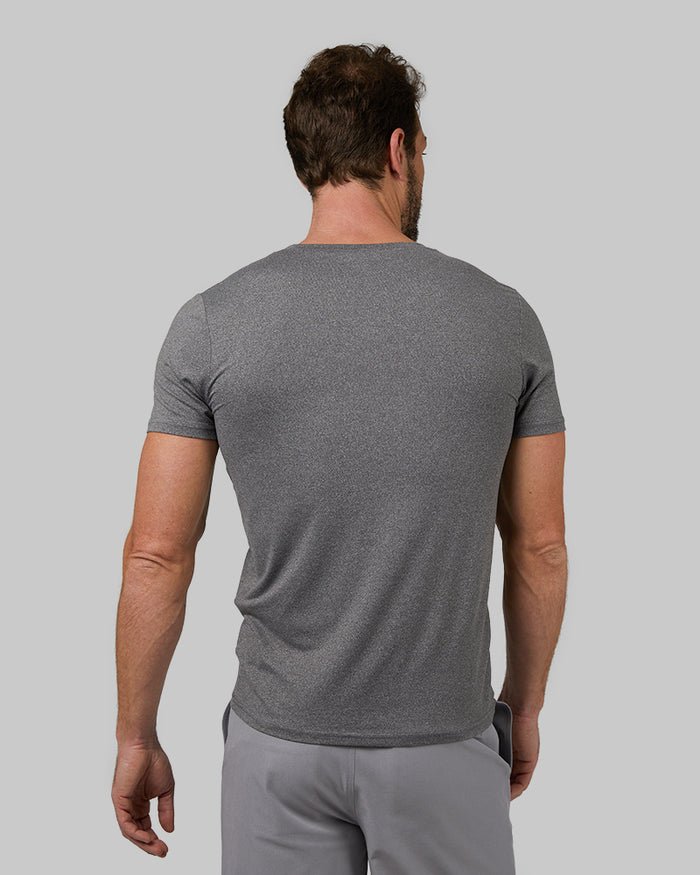 32 Degrees Grey Heather _ Men's Cool Classic Vneck T-Shirt {model: Cedric is 6'1.5", wearing size M}{bottom}{right}{bottom}{right}