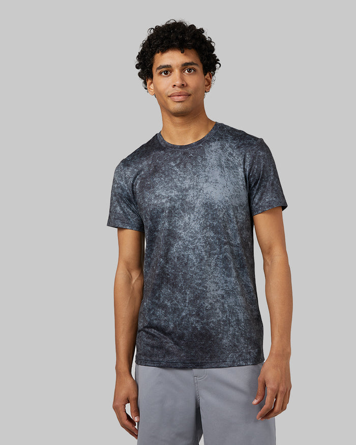 32 Degrees Black Tie Dye _ Men's Cool Classic Crew T-shirt {model: Isaiah is 6'1", wearing size M}{bottom}{right} {bottom}{right}