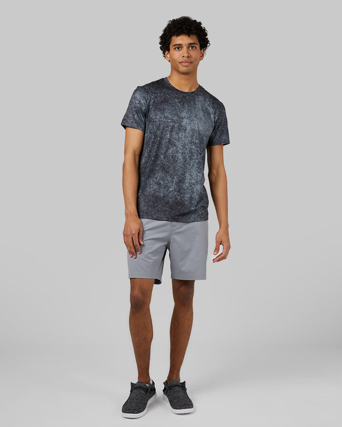 32 Degrees Black Tie Dye _ Men's Cool Classic Crew T-shirt {model: Isaiah is 6'1", wearing size M}{bottom}{right} {bottom}{right}