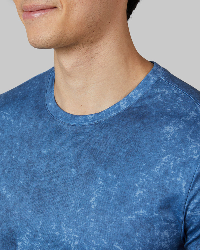 32 Degrees Academy Blue Tie Dye _ Men's Cool Printed Classic Crew T-shirt {model: Warwick is 6'1", wearing size M}{bottom}{right} {bottom}{right}