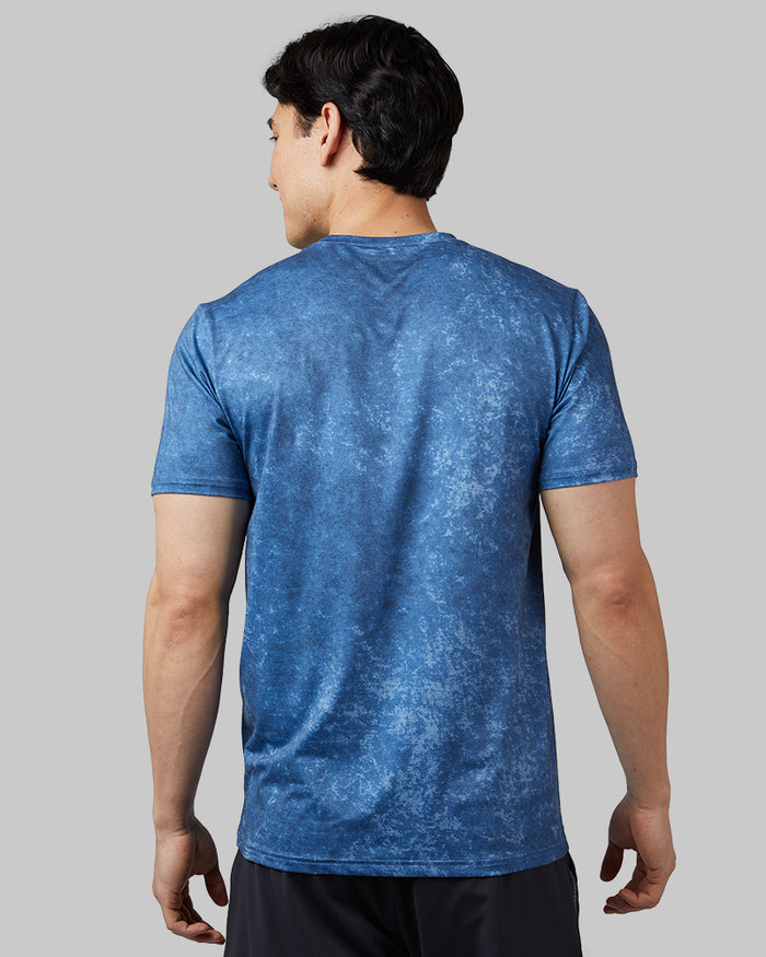 32 Degrees Academy Blue Tie Dye _ Men's Cool Printed Classic Crew T-shirt {model: Warwick is 6'1", wearing size M}{bottom}{right} {bottom}{right}