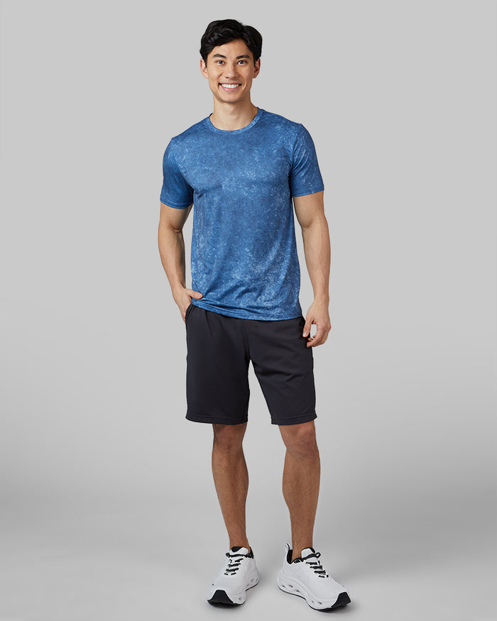 32 Degrees Academy Blue Tie Dye _ Men's Cool Printed Classic Crew T-shirt {model: Warwick is 6'1", wearing size M}{bottom}{right} {bottom}{right}