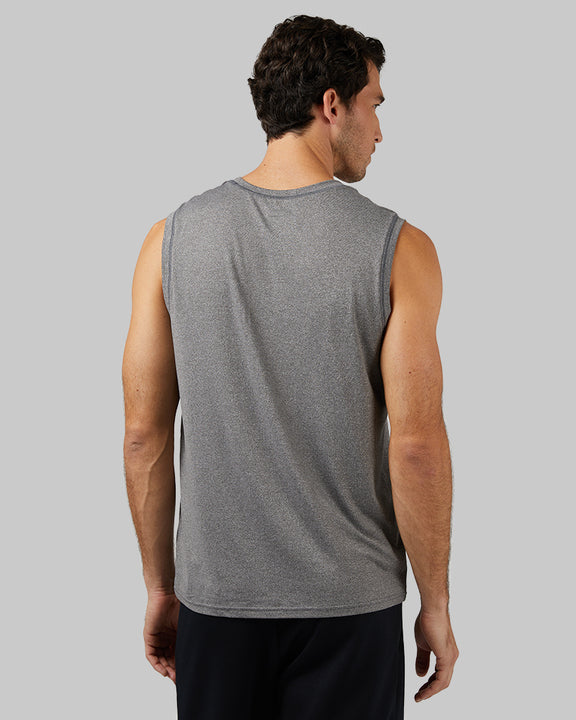 32 Degrees Grey Heather _ Men's Cool Relaxed Tank {model: Fran is 6'2", wearing size M}{bottom}{right} {bottom}{right}