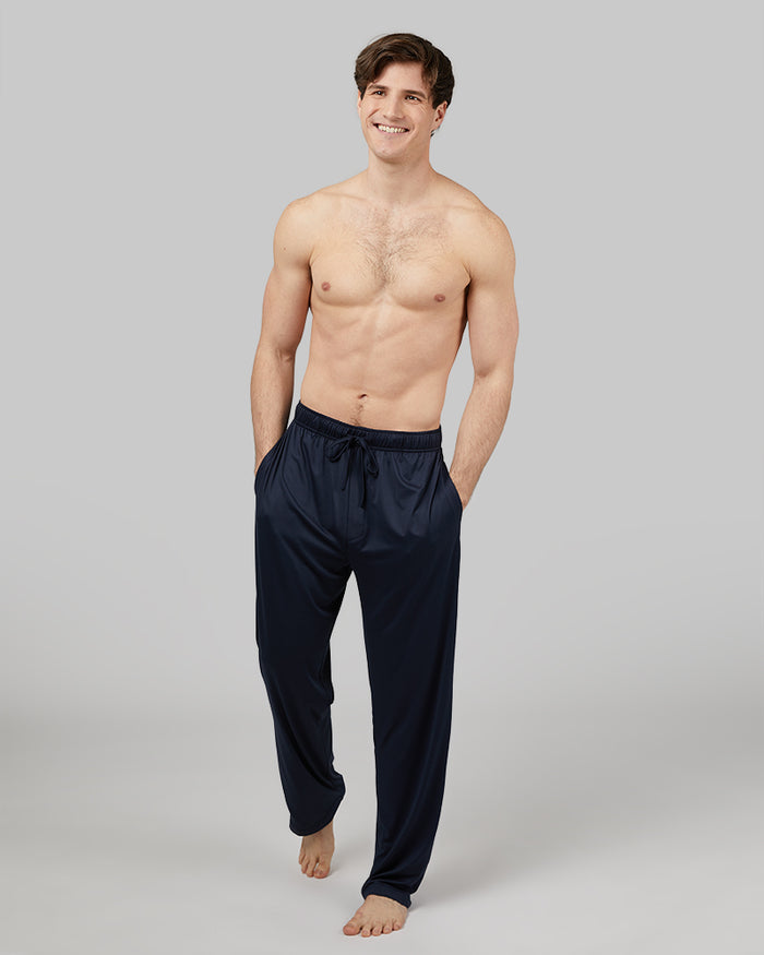 32 Degrees Navy _ Mens Cool Sleep Pant {model: Lane is 6', wearing size M}{bottom}{right} {bottom}{right}