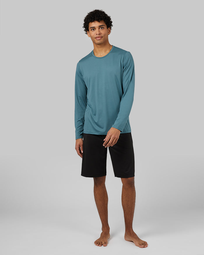 32 Degrees Black _ Mens Cool Sleep Short {model: Isaiah is 6'2", wearing size M}{bottom}{right} {bottom}{right}