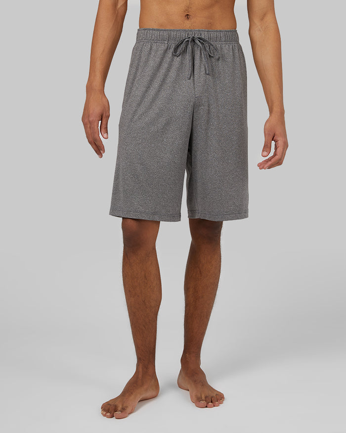 32 Degrees Heather Grey _ Mens Cool Sleep Short {model: Isaiah is 6'2", wearing size M}{bottom}{right} {bottom}{right}