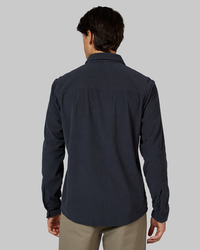 32 Degrees Smoke _ Men's Corduroy shirt Jacket {model: Brent is 6'1", wearing size M}{bottom}{right} {bottom}{right}