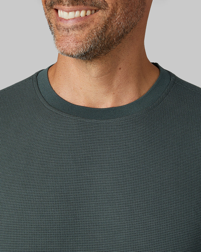 32 Degrees Urban Chic _ Men's Everyday Comfort Long sleeve Henley {model: Eduardo is 6'1", wearing size M}{bottom}{right} {bottom}{right}