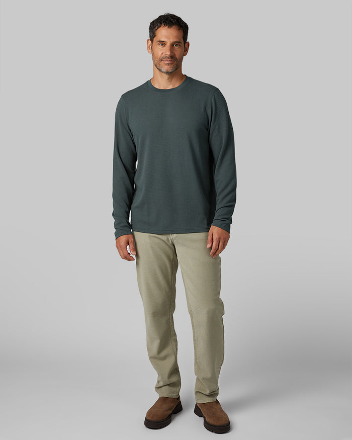 32 Degrees Urban Chic _ Men's Everyday Comfort Long sleeve Henley {model: Eduardo is 6'1", wearing size M}{bottom}{right} {bottom}{right}