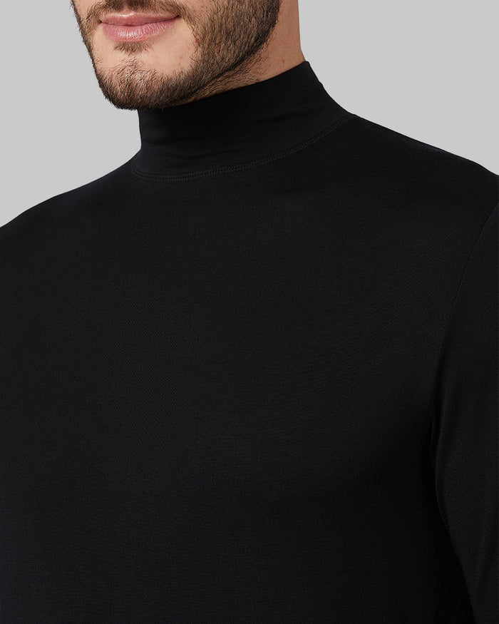 32 Degrees Black _ Men's Lightweight Baselayer Mock Top {model: Ryan is 6'2", wearing size M}{bottom}{right} {bottom}{right}