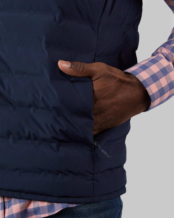 32 Degrees Stormy Night _ Men's Lightweight Packable Vest {model: Tradell is 6'1", wearing size M}{bottom}{right} {bottom}{right}