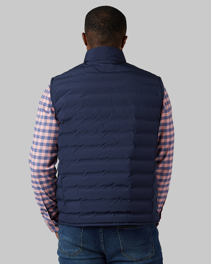 32 Degrees Stormy Night _ Men's Lightweight Packable Vest {model: Tradell is 6'1", wearing size M}{bottom}{right} {bottom}{right}