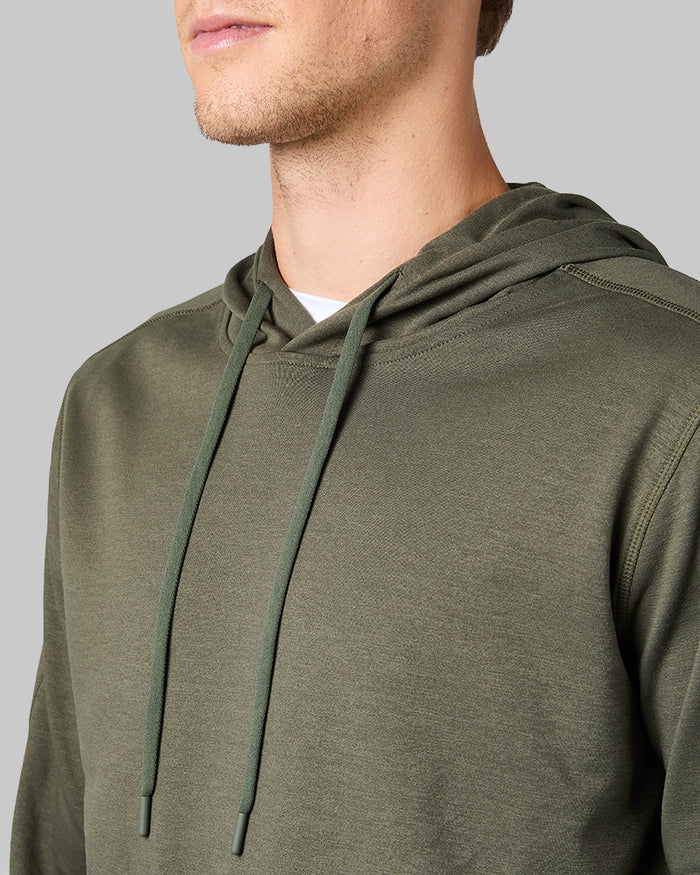 32 Degrees Military_ Men's Luxe Flex Pullover Hoodie {model: David is 6'2", wearing size M}{bottom}{right} {bottom}{right}