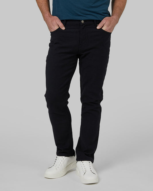 32 Degrees Black _ Mens Slim Straight 5-Pocket Stretch Twill Pant {model: Cedric is 6'1.5", wearing size 32}{bottom}{right} {bottom}{right}